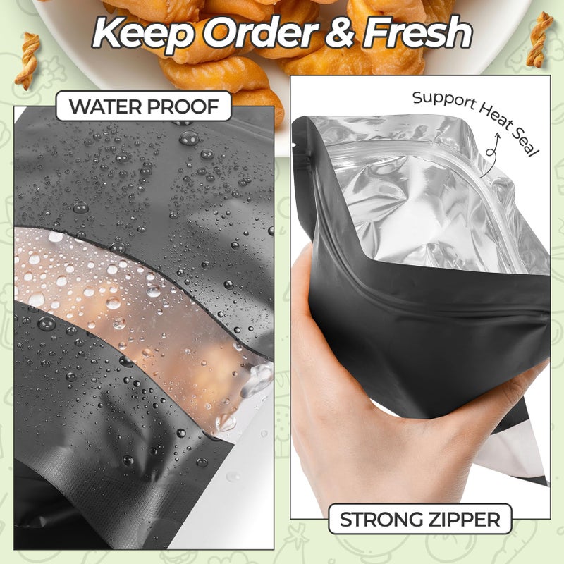 Funfery 100 Pcs Black 4x6 Smell Proof Packaging Bags,Mylar Clear Bags for Food Storage,Sealable Bag for Packaging,Stand Up Pouches with Window,ReSealable Bag for Small Business,Cookies,Candy - Image 3