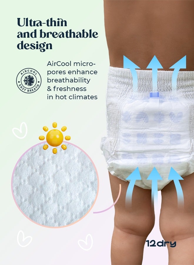 12dry Pants premium baby care Size 3, 6-11 Kg, 32 Count Ultra-Absorbent, Thin & Breathable, Eco-Friendly Baby Pants with Soft Elastic Waistband - Image 4