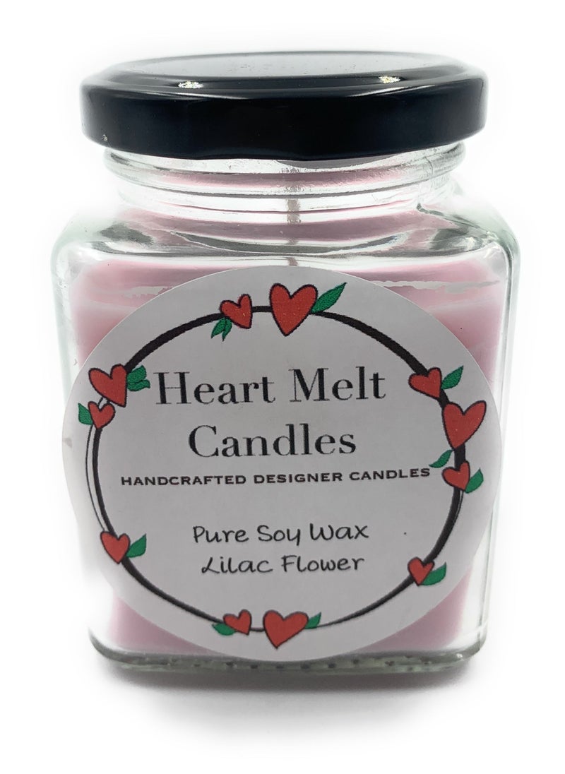 Heart Melt Candles - Pure Soy Wax Jar Candle Lilac Flower Scented Lilac 160g - Image 1