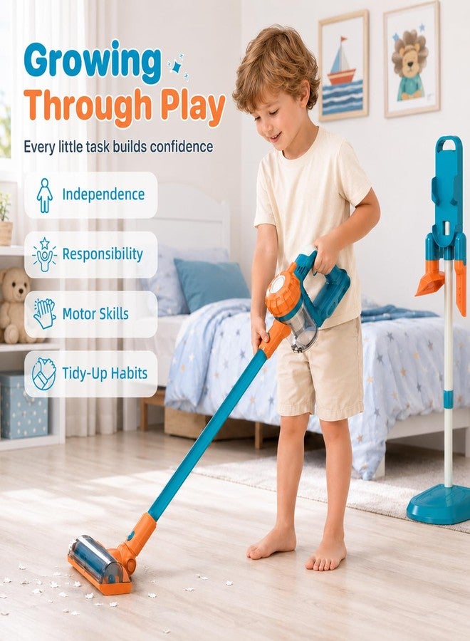 BAYMI 3-in-1 Kids Vacuum that Really Works - Toddler Vacuum Cleaner with Real Suction, Pretend Play Housekeeping & Cleaning Toy Set for Kids Ages 3+ (Blue) - Image 5