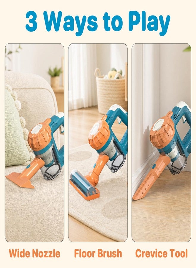 BAYMI 3-in-1 Kids Vacuum that Really Works - Toddler Vacuum Cleaner with Real Suction, Pretend Play Housekeeping & Cleaning Toy Set for Kids Ages 3+ (Blue) - Image 3