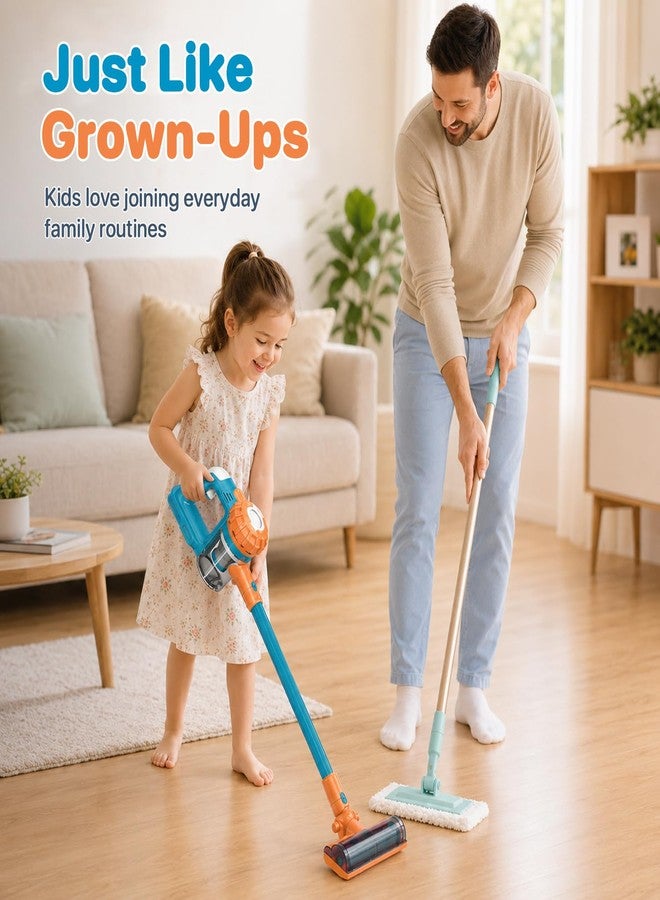 BAYMI 3-in-1 Kids Vacuum that Really Works - Toddler Vacuum Cleaner with Real Suction, Pretend Play Housekeeping & Cleaning Toy Set for Kids Ages 3+ (Blue) - Image 4