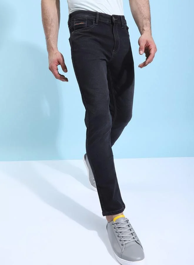The Indian Garage Co Black The Indian Garage Co Men Dark Wash Slim Fit Black Jeans for Men | Best Price UAE