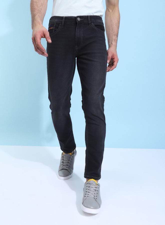 The Indian Garage Co Men Dark Wash Slim Fit Black Jeans - Image 1