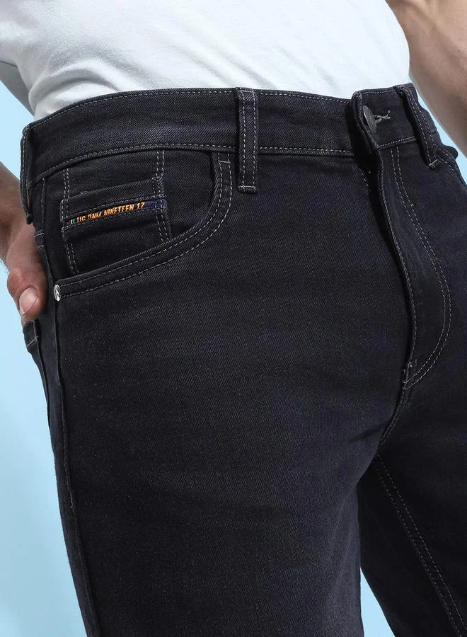 The Indian Garage Co Black The Indian Garage Co Men Dark Wash Slim Fit Black Jeans for Men | Best Price UAE
