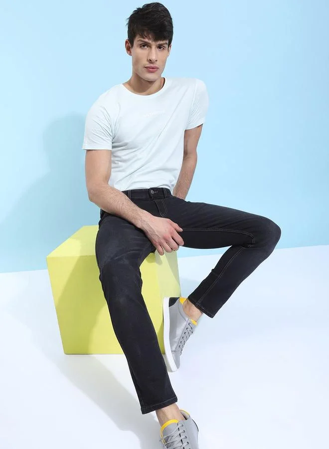 The Indian Garage Co Black The Indian Garage Co Men Dark Wash Slim Fit Black Jeans for Men | Best Price UAE