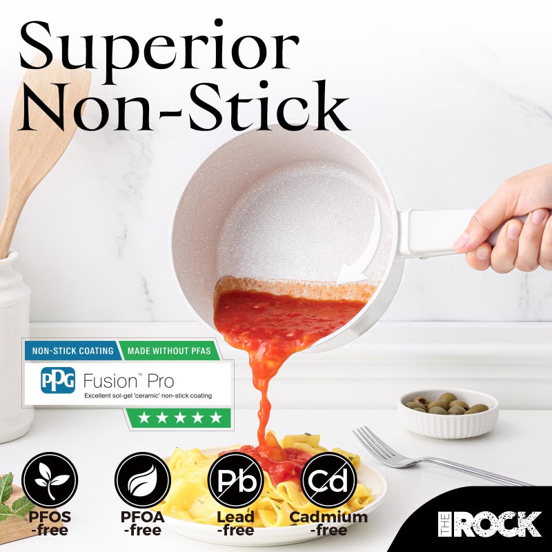 THE ROCK SOHO Ceramic Nonstick Saucepan with Lid, 1.9 Quart Non Toxic Small Pot with PPG Fusion Pro Coatingâ€“Nothing Sticks, Never Warps, Lasts Longer, Induction Compatible, PTFE, PFOA&PFAS Free, Cream - Image 4