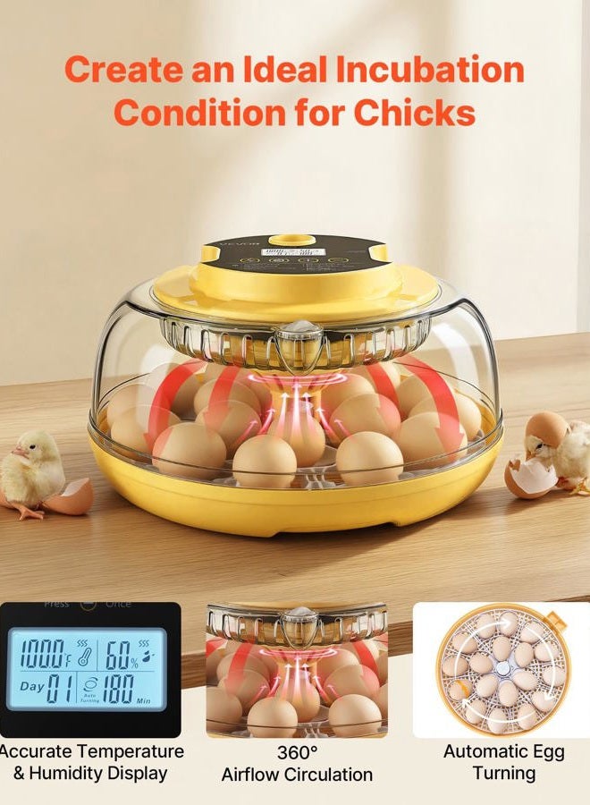 VEVOR 18 Egg Incubator, Automatic Egg Turner with LED Candler, Temperature & Humidity Control, 360° View Clear Window, Auto Water Refill, Poultry Eggs Incubators for Hatching Ducks Goose Quail - Image 2