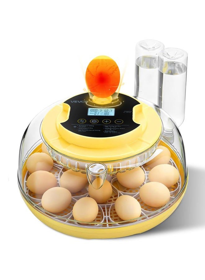 VEVOR 18 Egg Incubator, Automatic Egg Turner with LED Candler, Temperature & Humidity Control, 360° View Clear Window, Auto Water Refill, Poultry Eggs Incubators for Hatching Ducks Goose Quail - Image 1