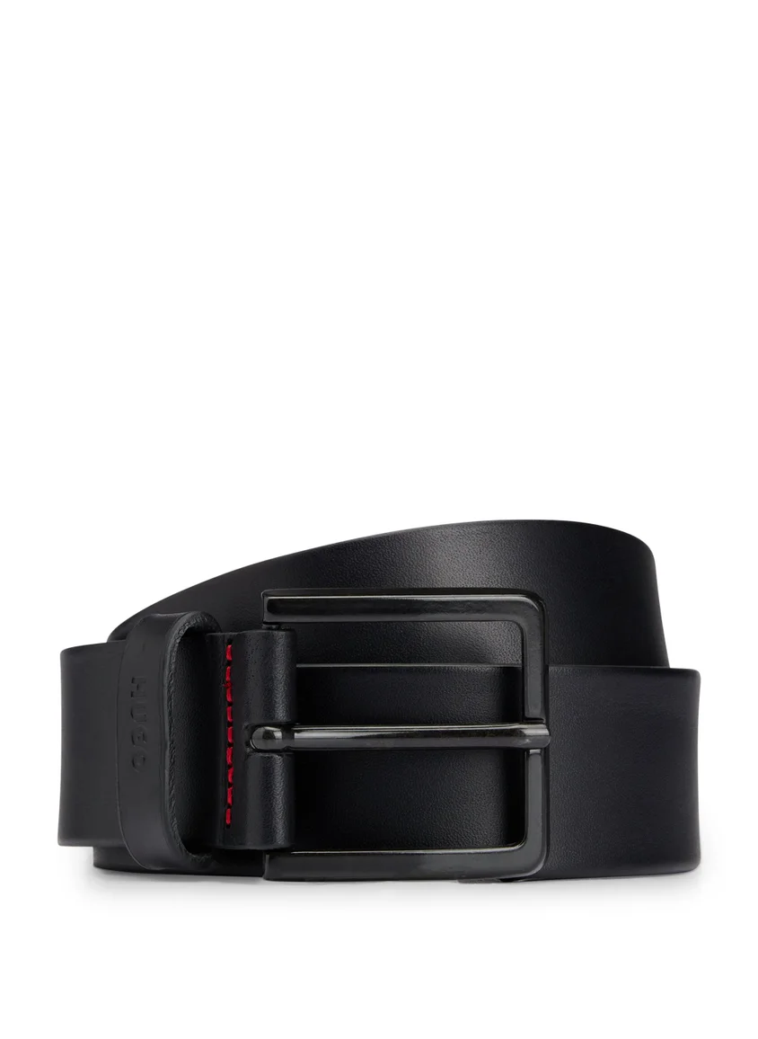 هوجو Italian-leather belt with logo-stamped keeper
