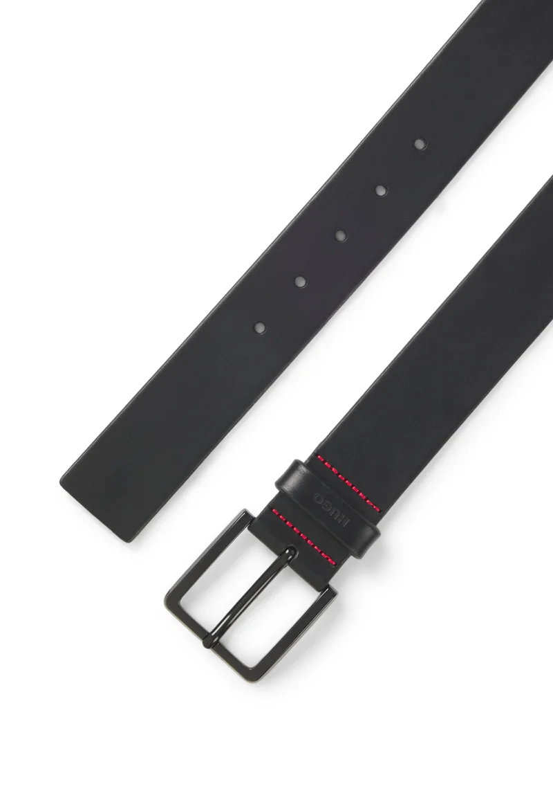 هوجو حزام جلد إيطالي مع حلقة بشعار