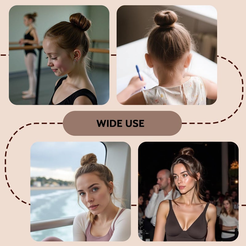 TsMADDTs Dount Bun Maker, 3 pcs Light Brown Hair Bun Maker with 20 pcs Bobby Pins for Ballet, Dance - Image 4