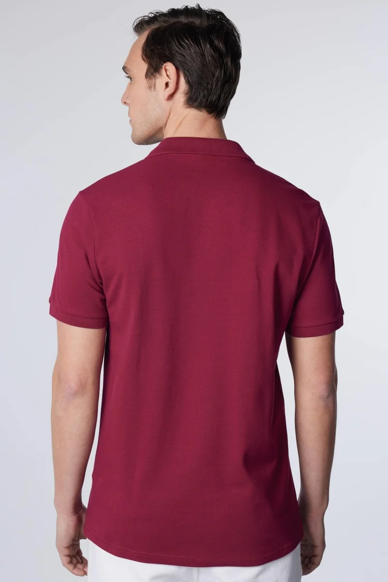 Tudors Men's Slim Fit Narrow Cut Cotton Plain Pique Claret Red Polo Collar T-Shirt