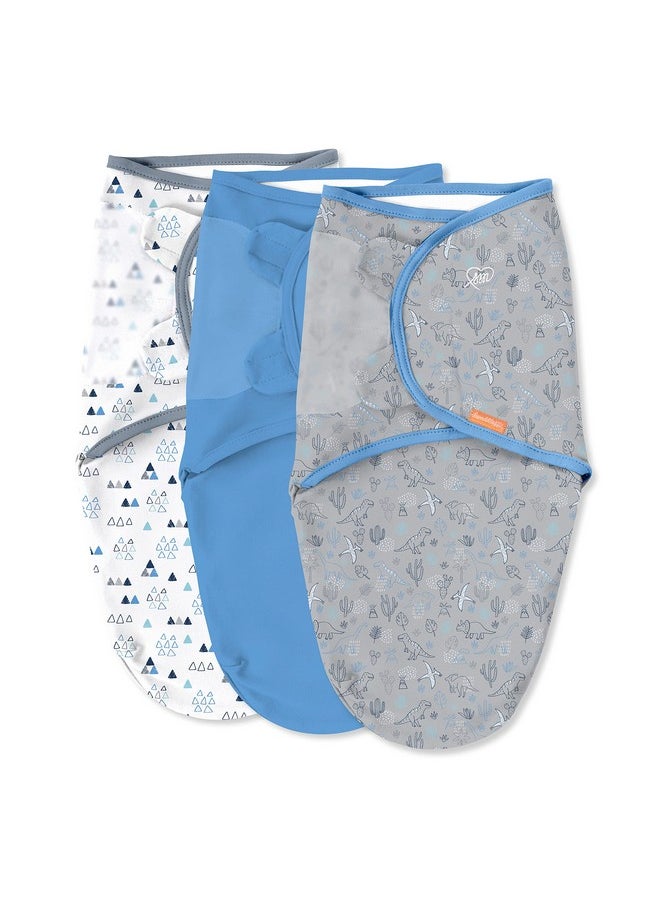 SwaddleMe By Ingenuity Original Swaddle Bestselling Swaddle Brand 100% Cotton Improves Sleep & Calms Startle Reflex 03 Months 3Pack Dino Time  - Image 1