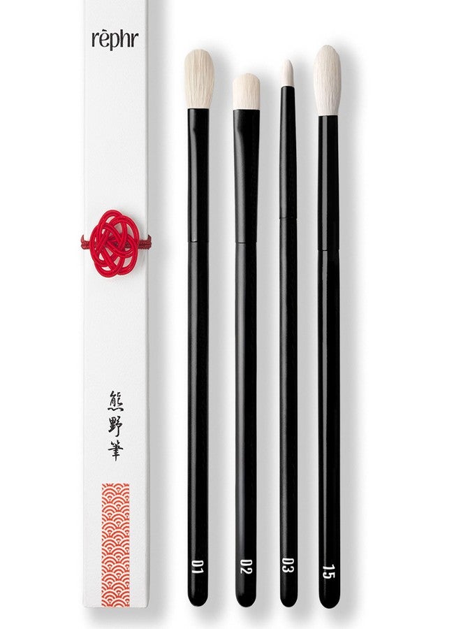 rephr The Core Eye Set – 4 Handmade Japanese Makeup Brushes with Natural Goat Hair | Essential Eye Brush Set for Blending, Shading, Crease & Detail | Handmade in Kumano, Japan - Image 1