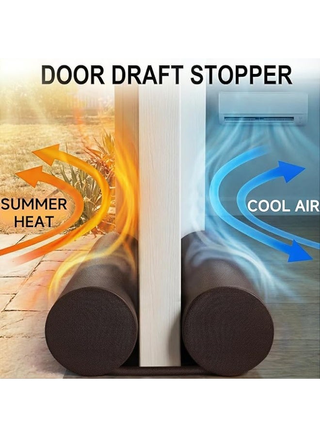 Door Draft Stoppers Brown Adjustable 32-38 Inches Double Sided Draft Blocker for Cat Door Air Stopper Door Sweep - Image 1