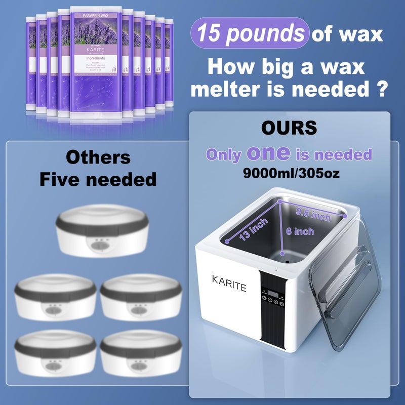 KARITE Paraffin Wax Machine for Hands and Feet, 9000ml Paraffin Wax Bath with Auto-Timer, Smart Mode, Precision Temperature Control, Paraffin Wax Warmer Kit with 16PCs Refills - Image 3