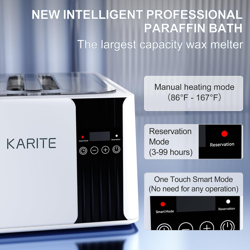 KARITE Paraffin Wax Machine for Hands and Feet, 9000ml Paraffin Wax Bath with Auto-Timer, Smart Mode, Precision Temperature Control, Paraffin Wax Warmer Kit with 16PCs Refills - Image 4