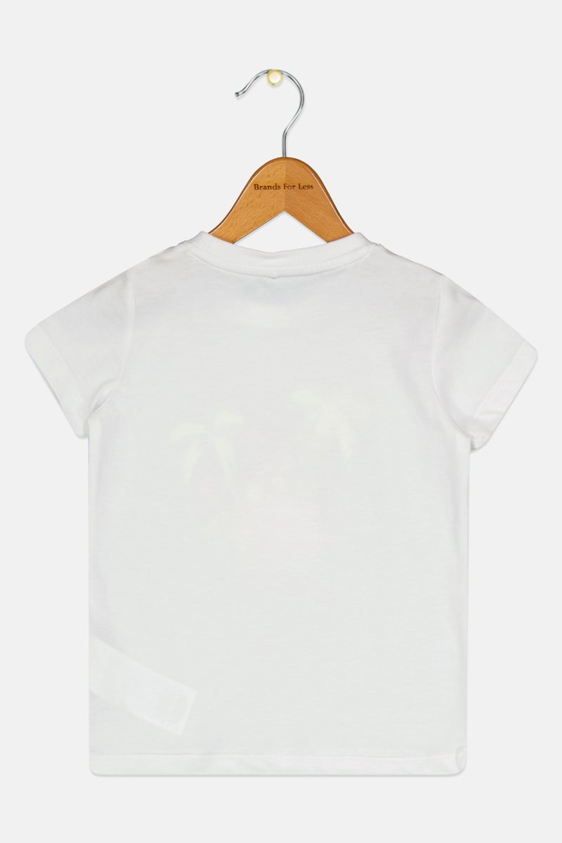 NAME IT Toddlers Girl Short Sleeve Graphic Print T Shirt, White - Image 2