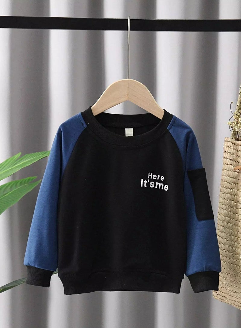 Toddler Boys Slogan Graphic Pocket Side Raglan Sleeve Pullover  - Image 1