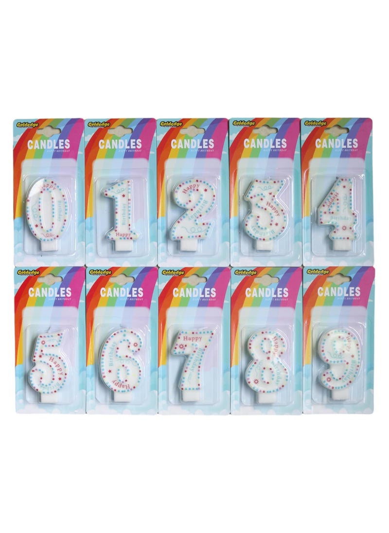 Goldedge Goldedge Number 0 Happy Birthday Numerical Cake Topper Decoration Party Wedding Anniversary Candle (WHITE)  - Image 2