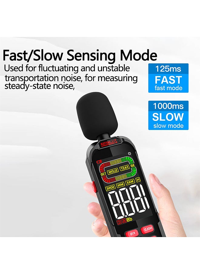 Generic Household Noise Decibel Tester Professional 30-130dB Digital Noise Meter Handheld Fully Functional Digital Sound Level Meter LCD Backlit Display  - Image 5