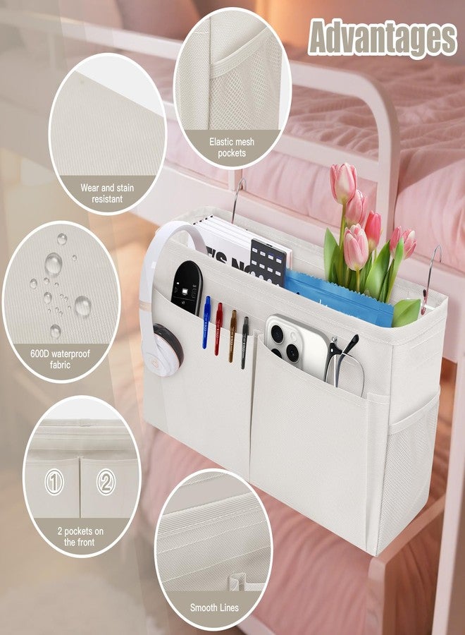 Chewlish Bedside Caddy Organizer with Fixed Straps, Bunk Bed Caddy ideal for Home, Bunk Bed, Dorm, Hospital, Crib, Versatile Bedside Storage Solution (Beige) - Image 3