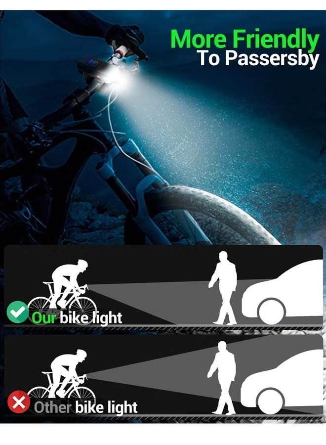 High-end bright headlight and taillight bicycle set, USB rechargeable, multiple lighting modes, waterproof, long-range bicycle, road and mountain emergency night bicycle riding light