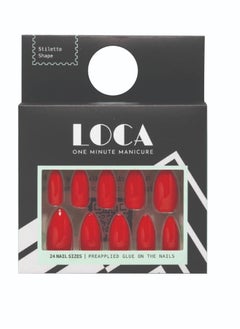 loca Loca press on nails red stiletto shape  - Image 1