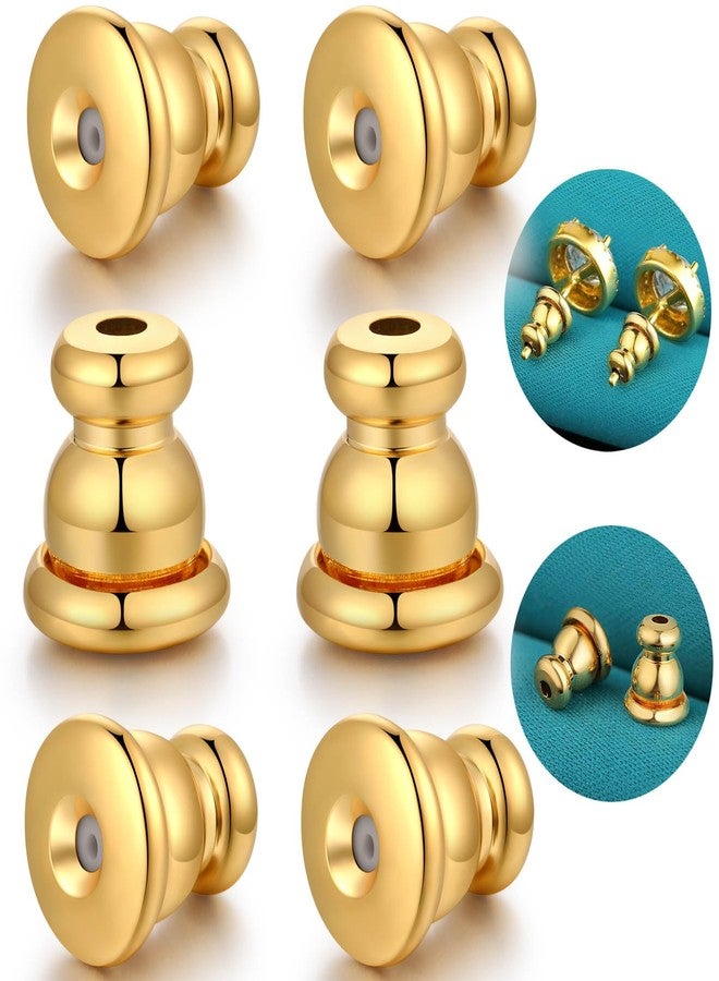 Catinee Earring Backs, Hypoallergenic 14k Gold Bullet Earring Backs Replacements for Studs/Droopy Ears, Secure Locking Backing for Sensitive Ears (Gold 3pairs) - Image 1