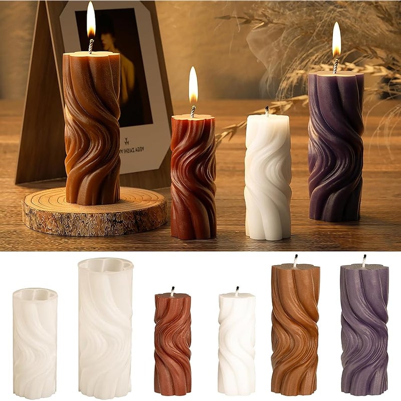 ESEENS 2 Pack Spiral Wave Resin Casting Molds - Silicone for 3D Animal Candle Making - Image 1