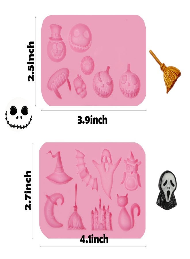 Xcake Lcook Pumpkin Skull Fondant Chocolate Molds, Halloween Ghost Bat Owl Cat Silicone Molds for Cake Decoration Cupcake Topper Candy Gum Paste Sugar Craft Clay Resin - Image 2