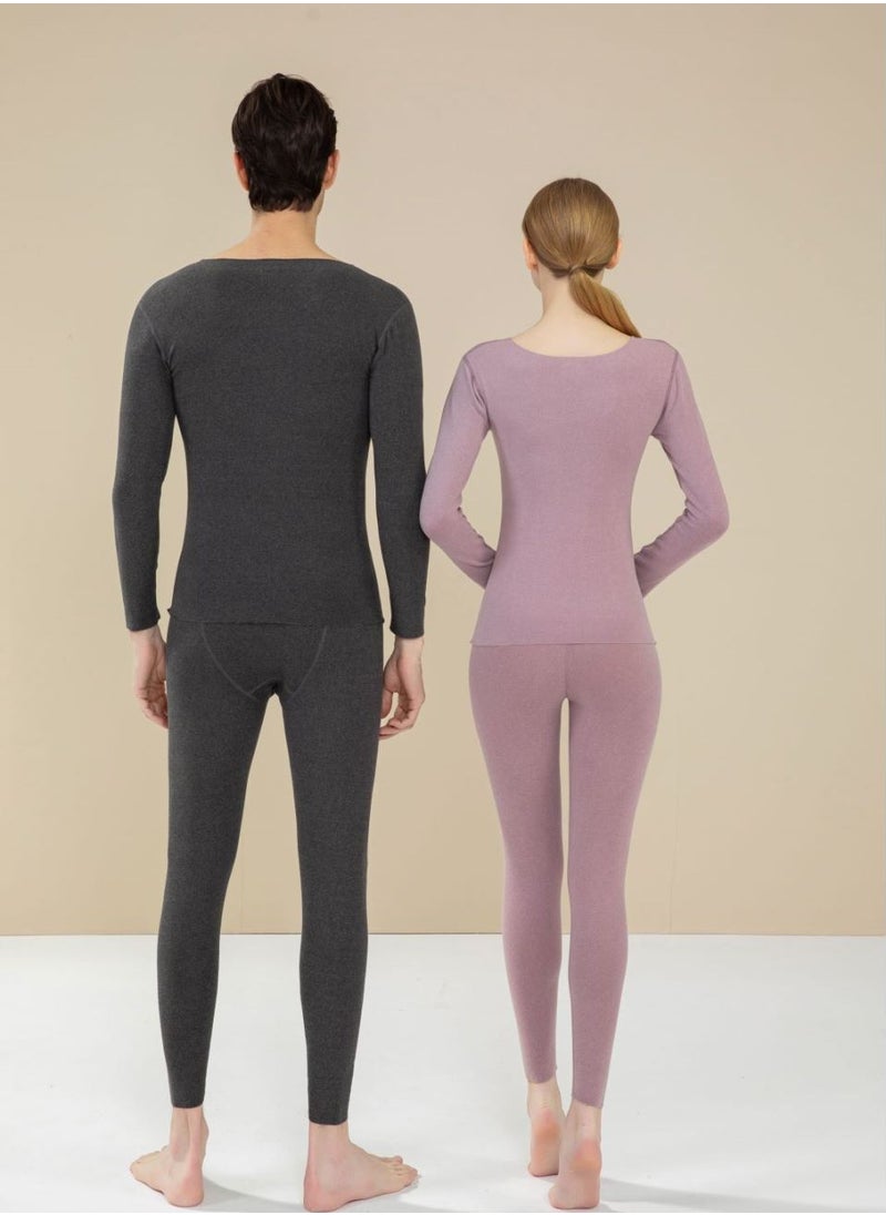 Loquat Trackless Mulberry Silk Thermostatic Warm Long Johns Suit Taro Purple  - Image 4