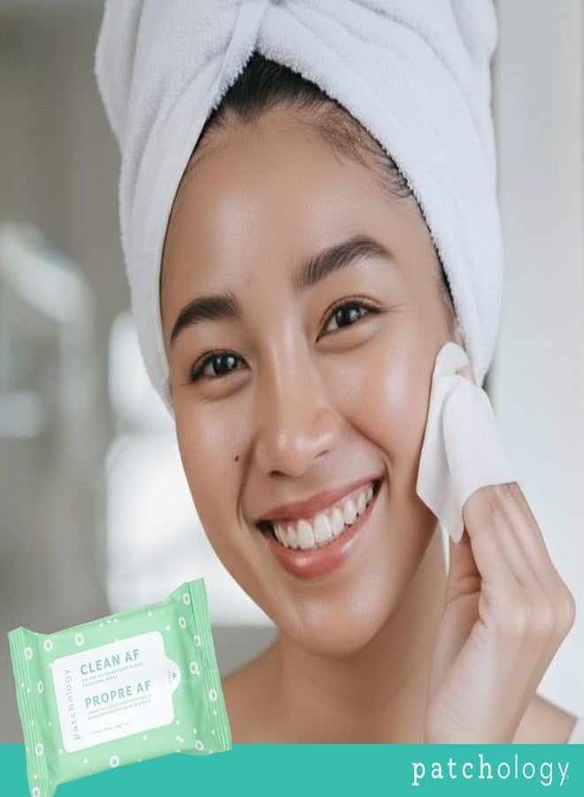 Patchology Clean AF Facial Cleansing Wipes - On-The-Go Refreshing Travel Size Face Wipes for Removing Dirt and Oil - Makeup Remover for Sensitive and Oily Skin (4 Packs/60 Count) - Image 2