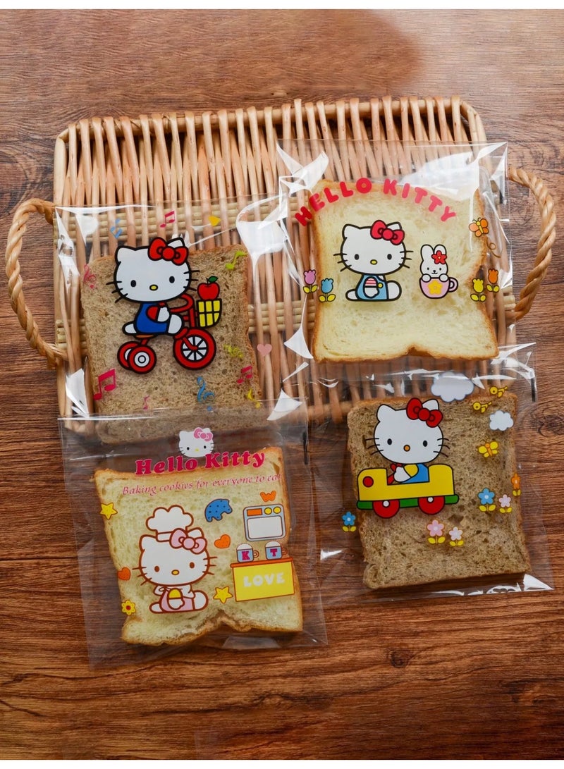 Hello Kitty 50 pieces of Hello Kitty-themed cookie packaging bags, beautifully designed and perfect for children, gift treats, and sweets giveaways. Features a secure resealable closure and comes in assorted shapes and designs. - Image 2
