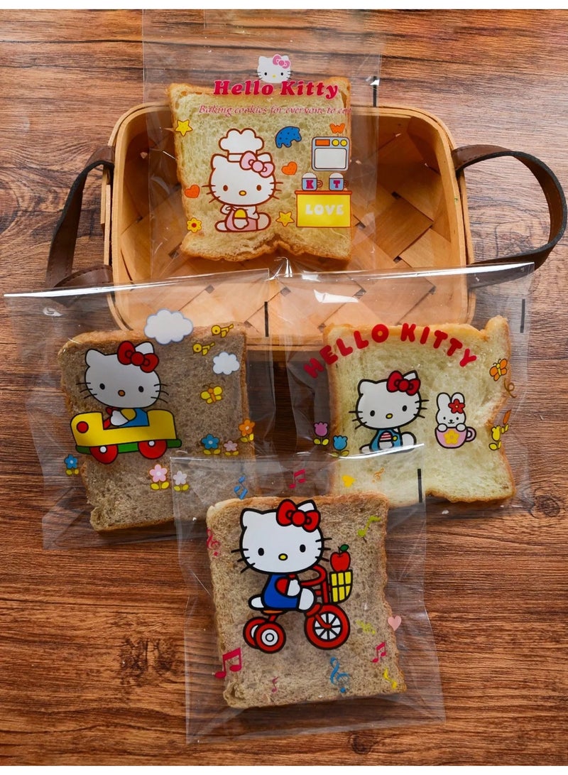 Hello Kitty 50 pieces of Hello Kitty-themed cookie packaging bags, beautifully designed and perfect for children, gift treats, and sweets giveaways. Features a secure resealable closure and comes in assorted shapes and designs. - Image 3