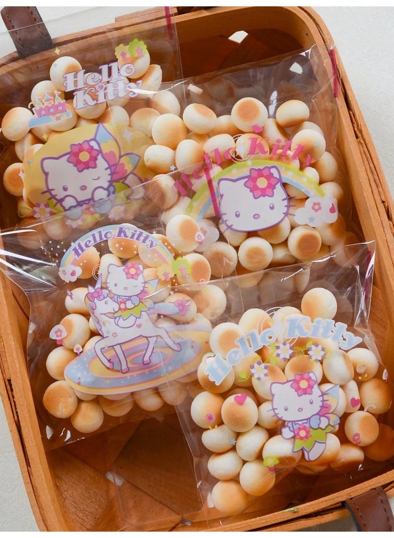 Hello Kitty 50 pieces of Hello Kitty-themed cookie packaging bags, beautifully designed and perfect for children, gift treats, and sweets giveaways. Features a secure resealable closure and comes in assorted shapes and designs. - Image 4
