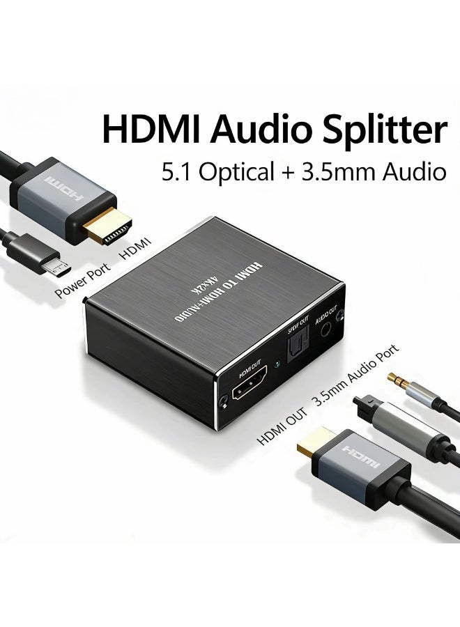 إيغوروف محول مستخرج صوت HDMI 4K، محول HDMI إلى HDMI + صوت، يدعم دقة 4Kx2K، لـ PS4/PS5 والتلفزيون ومكبرات الصوت - Image 3