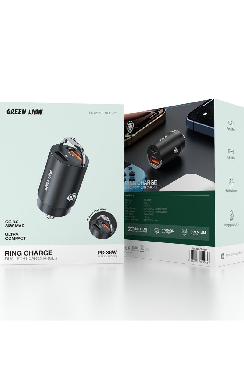 GREEN LION USB C Car Charger PD 36W with USB A QC 36W / Charging Protection / Heat Dissipation / Made for Phones (iPhone, Samsung, Xiaomi) and Tablets - Black - Image 5