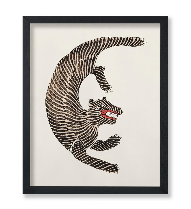 Poster Master Vintage Tiger Poster - Retro Japanese Tiger Print - Japanese Art - Gift for Men, Women, Veterinarian, Animal Lover - Minimal Decor for Office, Bedroom, Nursery - 8x10 UNFRAMED Wall Art - Image 1