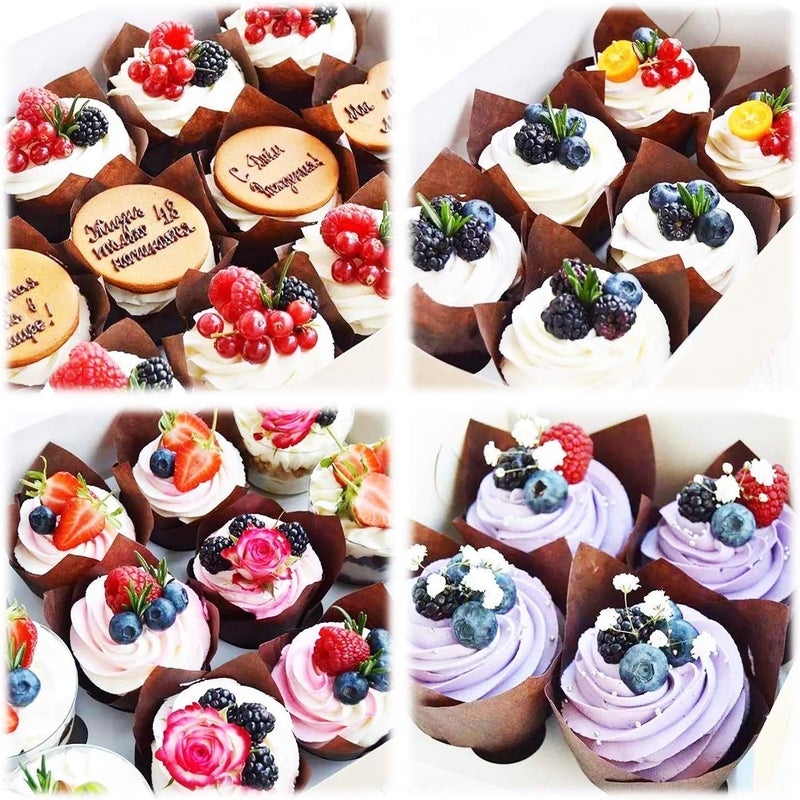 Oban Tulip Cupcake Liners Cupcake or Muffin Liners 150 Pack Medium Baking Cups Muffin Wrappers Perfect for Birthday Parties, Weddings, Baby Showers (Brown) - Image 2