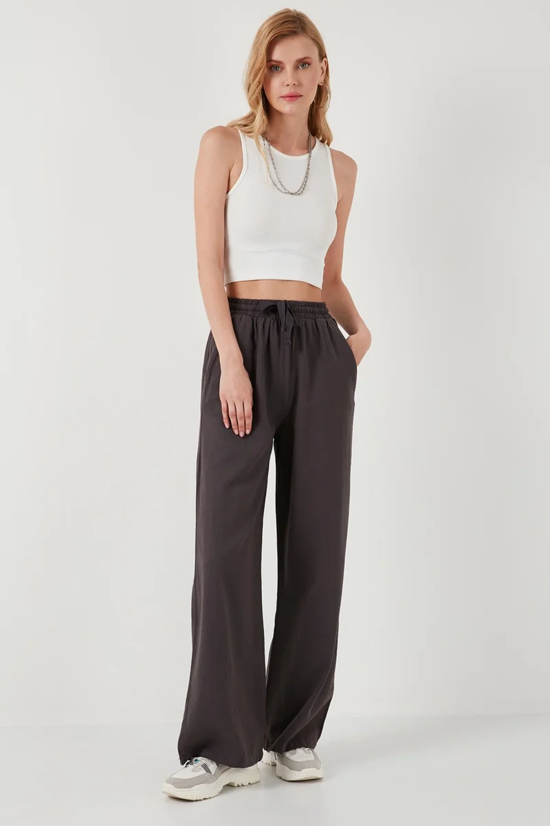 Lela Cotton Relaxed Fit High Waist Wide Leg Pants Women's Trousers 668YP5118