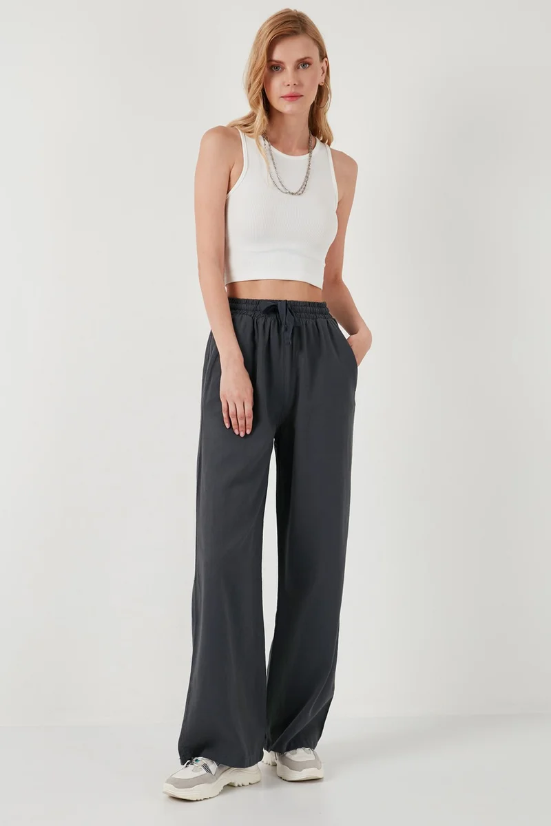 Lela Cotton Relaxed Fit High Waist Wide Leg Pants Women's Trousers 668YP5118