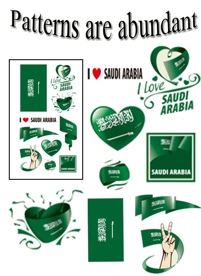 GBQ 20 قطعة من ملصقات العلم السعودي المقاومة للماء غنية بالأنماط لألعاب الكرة في اليوم الوطني والحفلات وما إلى ذلك  - Image 3