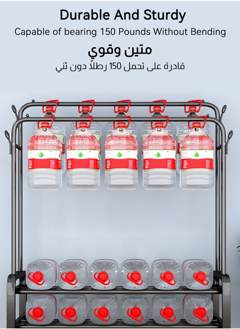 يو إل اتش واي سي - منظم علاقات ملابس معدنية وحامل ملابس أسود بعجلات باللون الأسود - Image 1