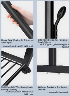 ULHYC Metal Clothes Hanger Organizer and Black Clothes Stand with Wheels black  - Image 4