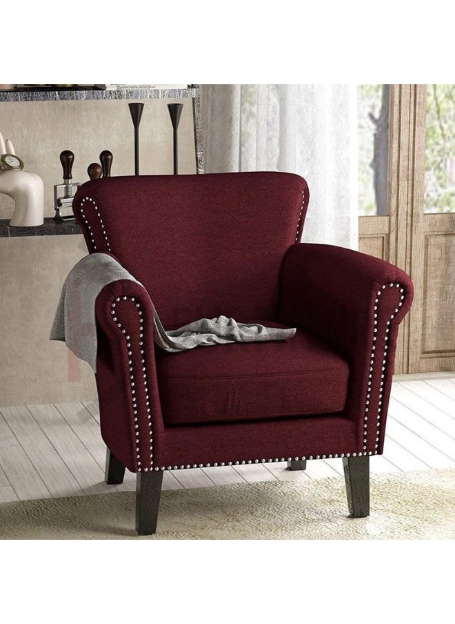 DIVINE FURNITURE Maroon Fabric Upholstered Armchair  - Image 5