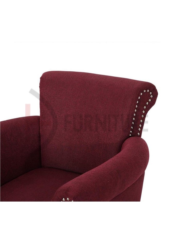 DIVINE FURNITURE Maroon Fabric Upholstered Armchair  - Image 3