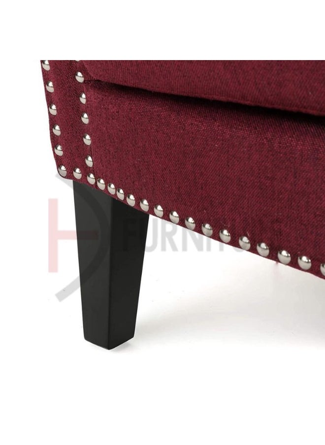 DIVINE FURNITURE Maroon Fabric Upholstered Armchair  - Image 2