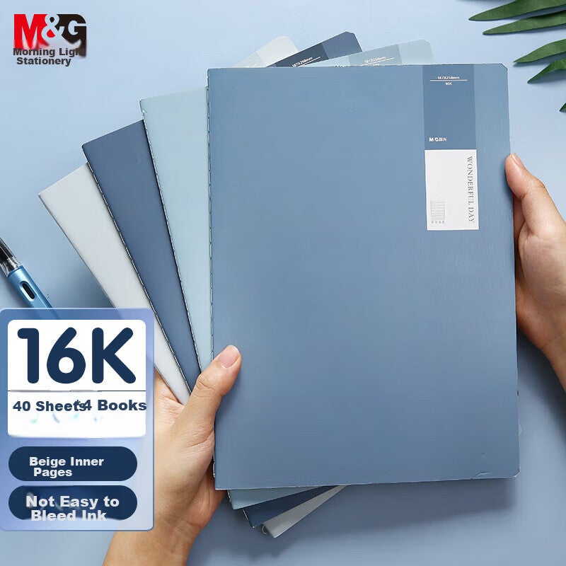 M & G القرطاسية ، 16K / 40 ورقة مفكرة ، مخيط ملزمة ، B5 مجلة ، جماليا إرضاء تصحيح الخطأ كتاب ، مدرسة ثانوية الطالب يوميات البحوث ، نيلي صبغ ، 4-حزمة F1643E - Image 1